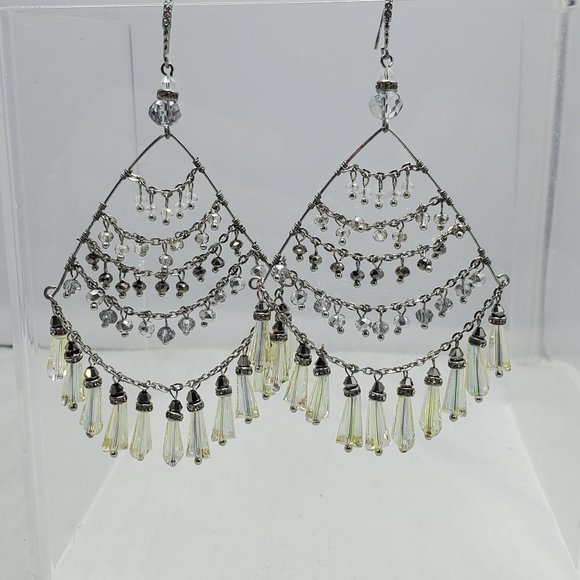 ALI KHAN silver waterfall chandelier earring - Picture 3 of 8